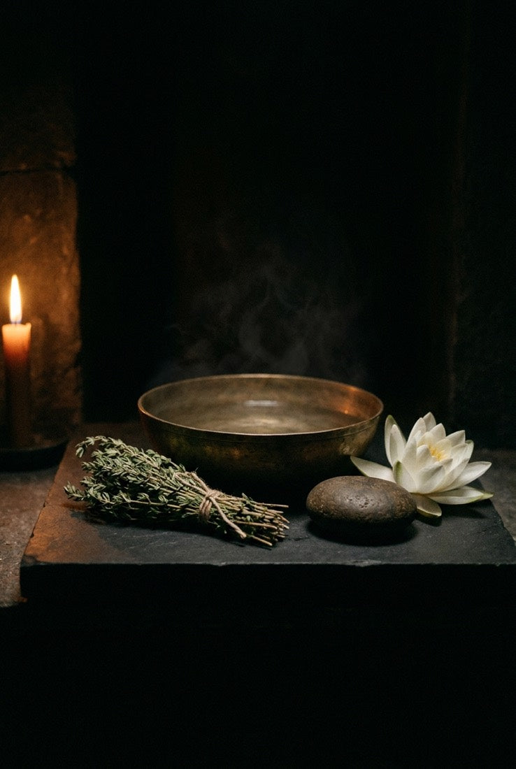 Water, salt and herbs for a rite of restoration