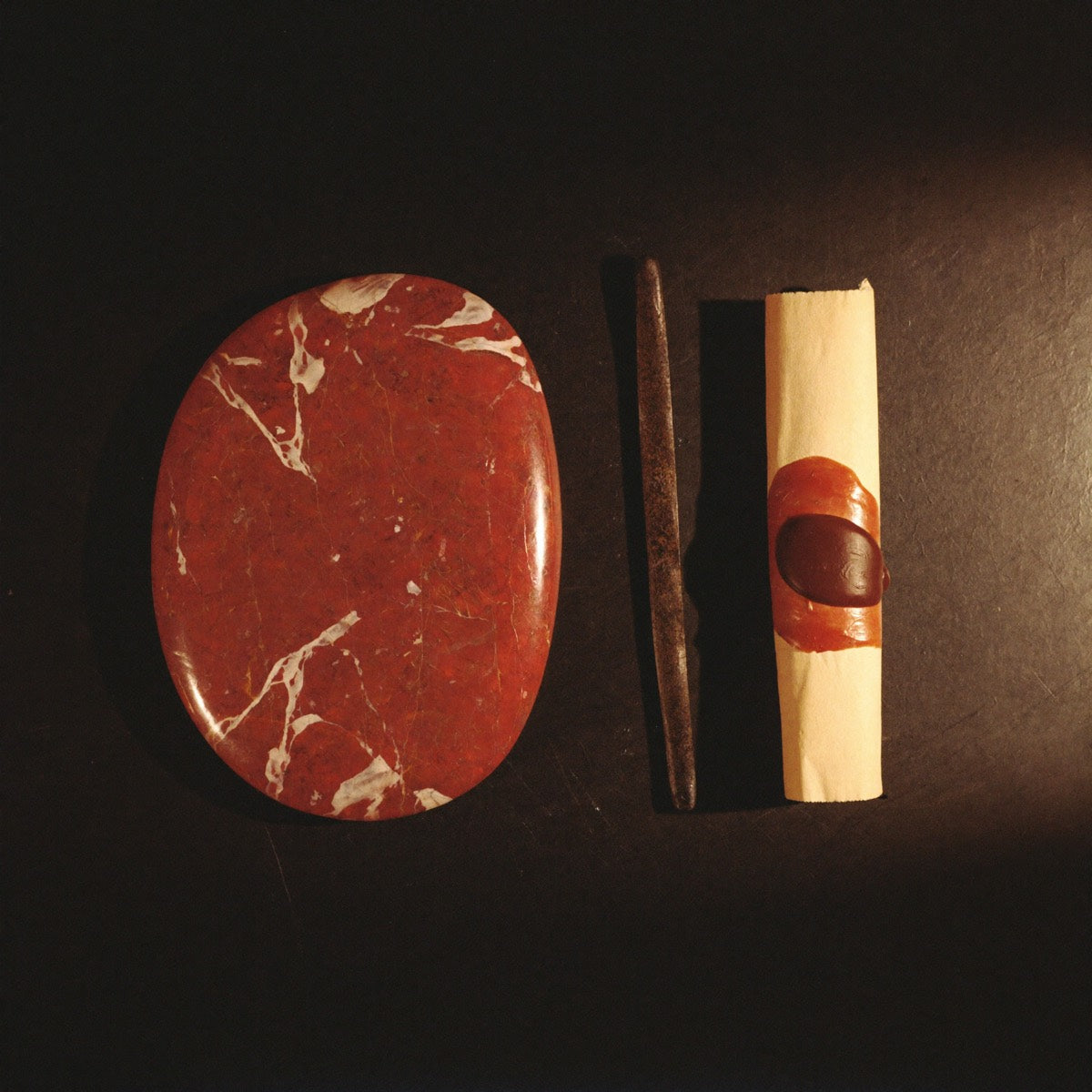 Ritual candle and offerings prepared for a working